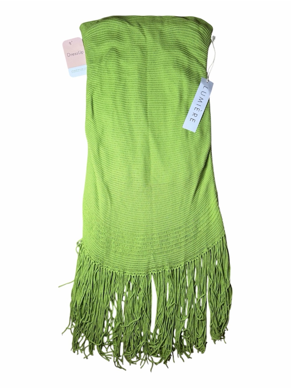 Lumiere Neon Green Fringe Knit Skirt/dress